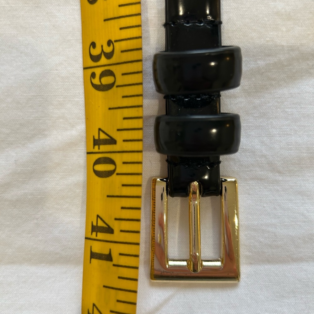 Black Leather Belt with Gold Buckle